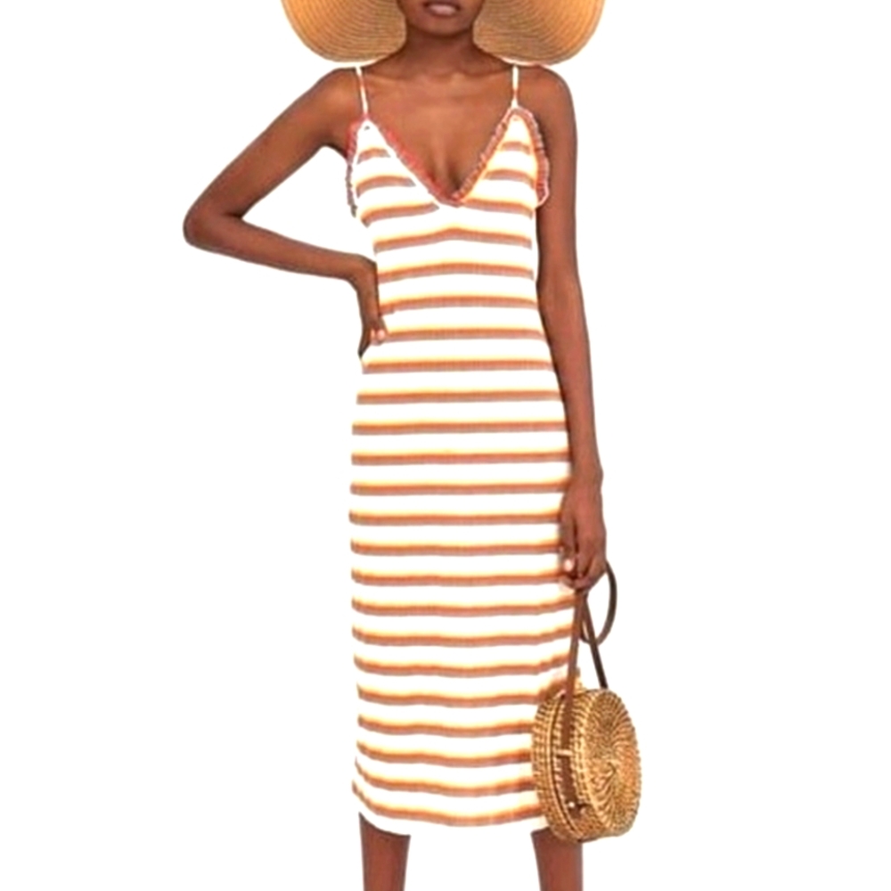 Zara Trafaluc Ribbed Stripe Summer Dress